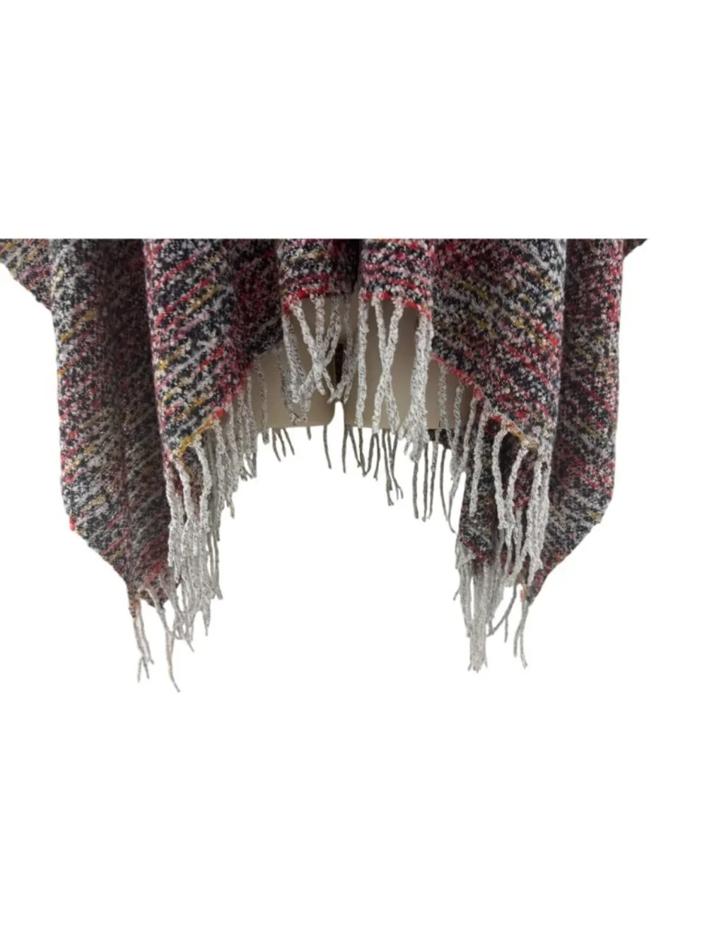 Soft Knit Blanket Shawl Trim Fringe Ruana Wrap Poncho Sweater OS Fall Winter